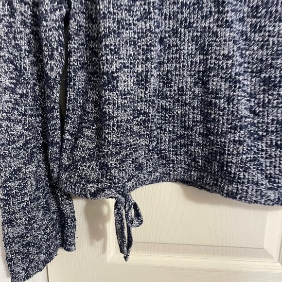 Madewell Womens Blue Chunky Knit Round Neck Raglan Tie Cinch Trim Sweater Small - Picture 3 of 5